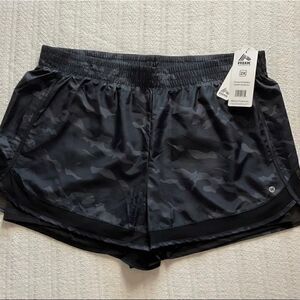 RBX Active Women's 2X Black Camo Running Shorts